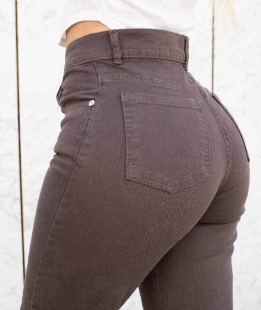 Jean Wide Leg Marron Claro Dama Rígido - Imagen 3