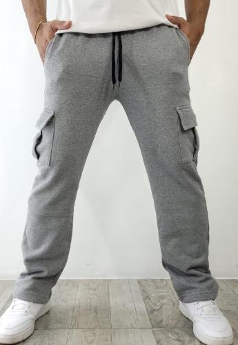 Pantalón Recto con Cargo Algodón Frizado
