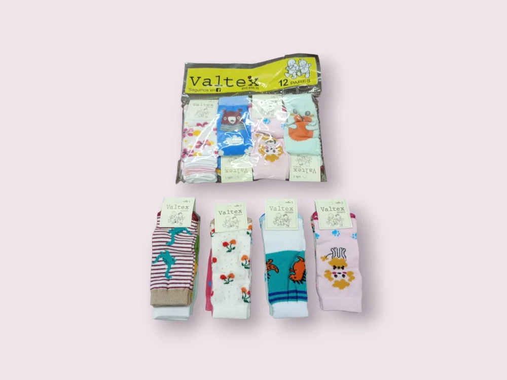 Media Valtex Tubo Estampada Talle Unico Oferta Pack X 12 - Imagen 1