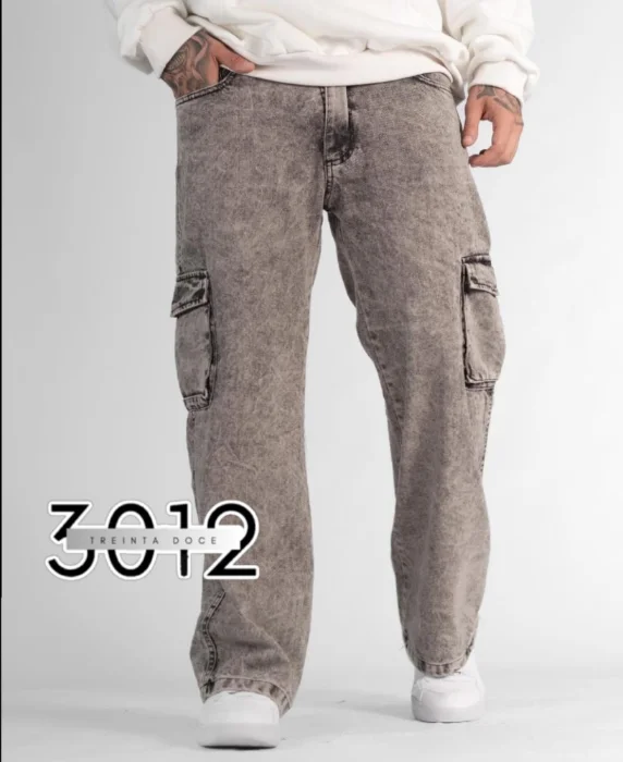Baggy Cargo Jean Negro Gastado