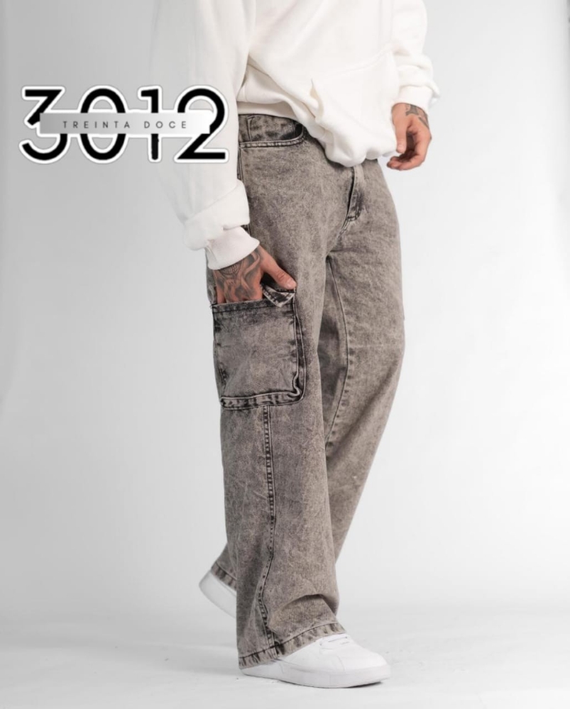 Baggy Cargo Jean Negro Gastado - Imagen 2