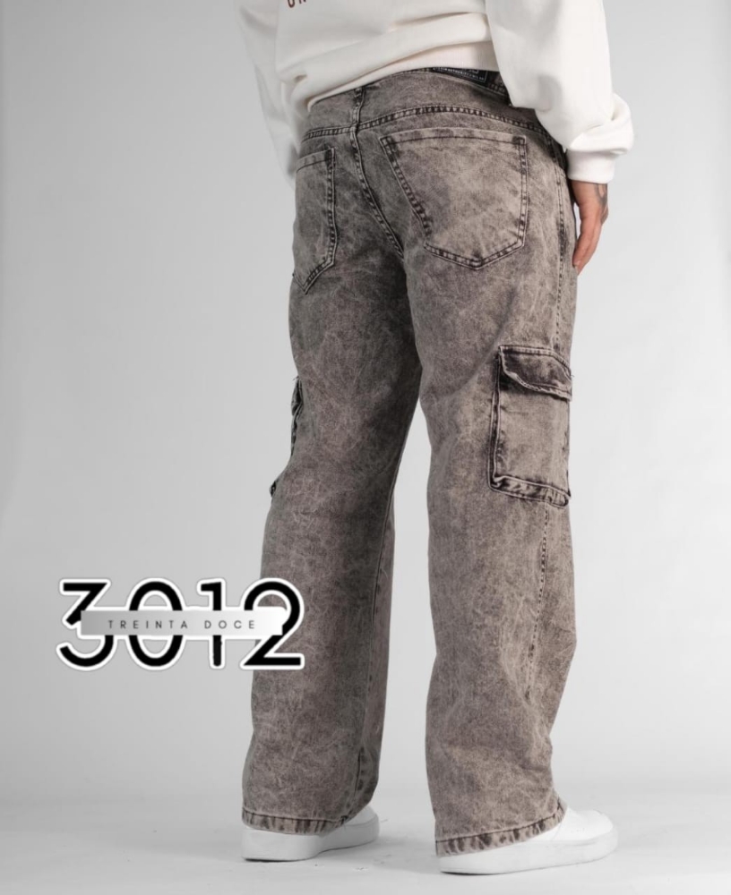Baggy Cargo Jean Negro Gastado - Imagen 3