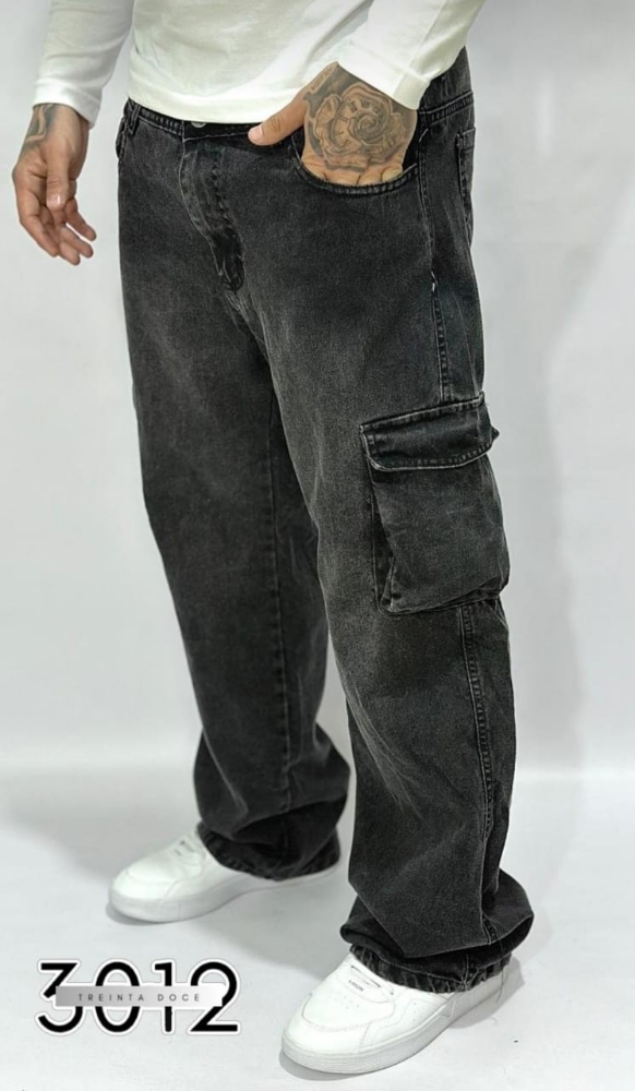 Baggy Cargo Jean Negro - Imagen 3
