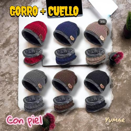 Gorro  + Cuello con Piel Hombre