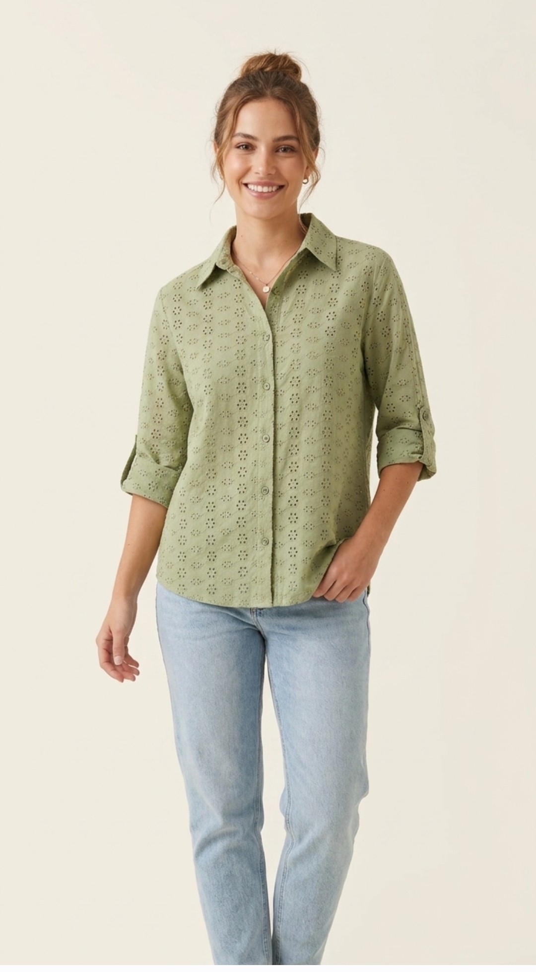 Camisa Broderi Manga 3/4 - Imagen 4