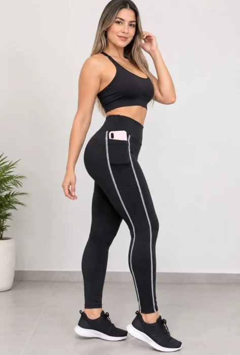 Agotado!! Calzas  Deportiva con Bolsillos en Tela Microfibra Deportiva Lycra