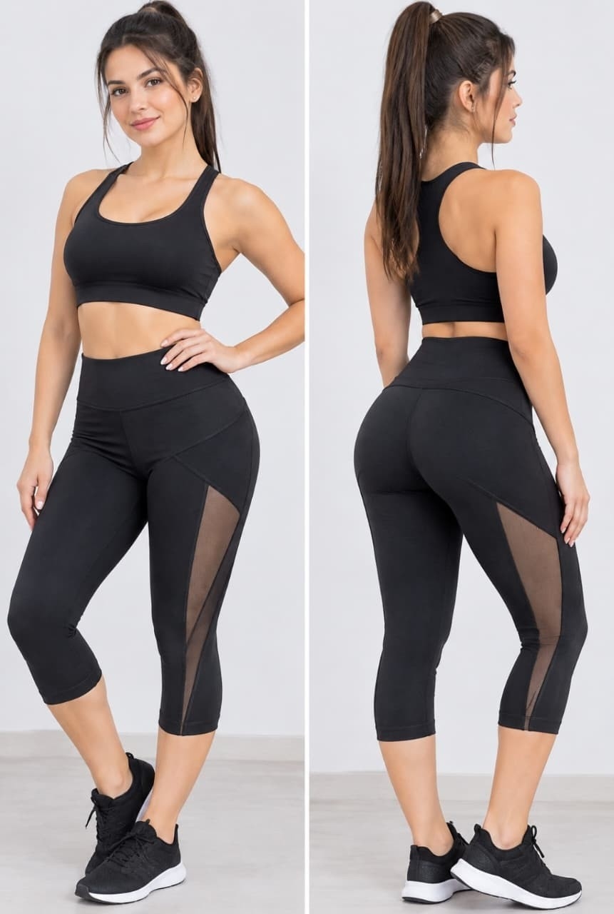 Capri con Bolsillos en Tela Microfibra Deportiva Lycra - Imagen 3