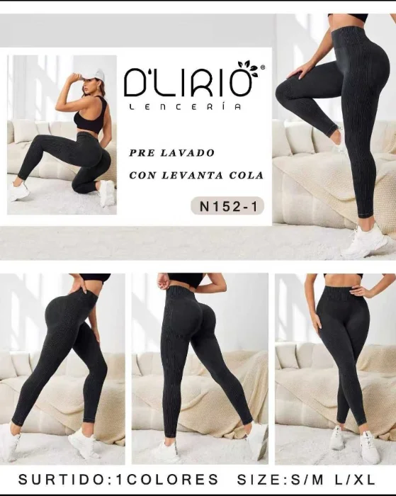 Calza Prelavado Negro Push Up D'lirio