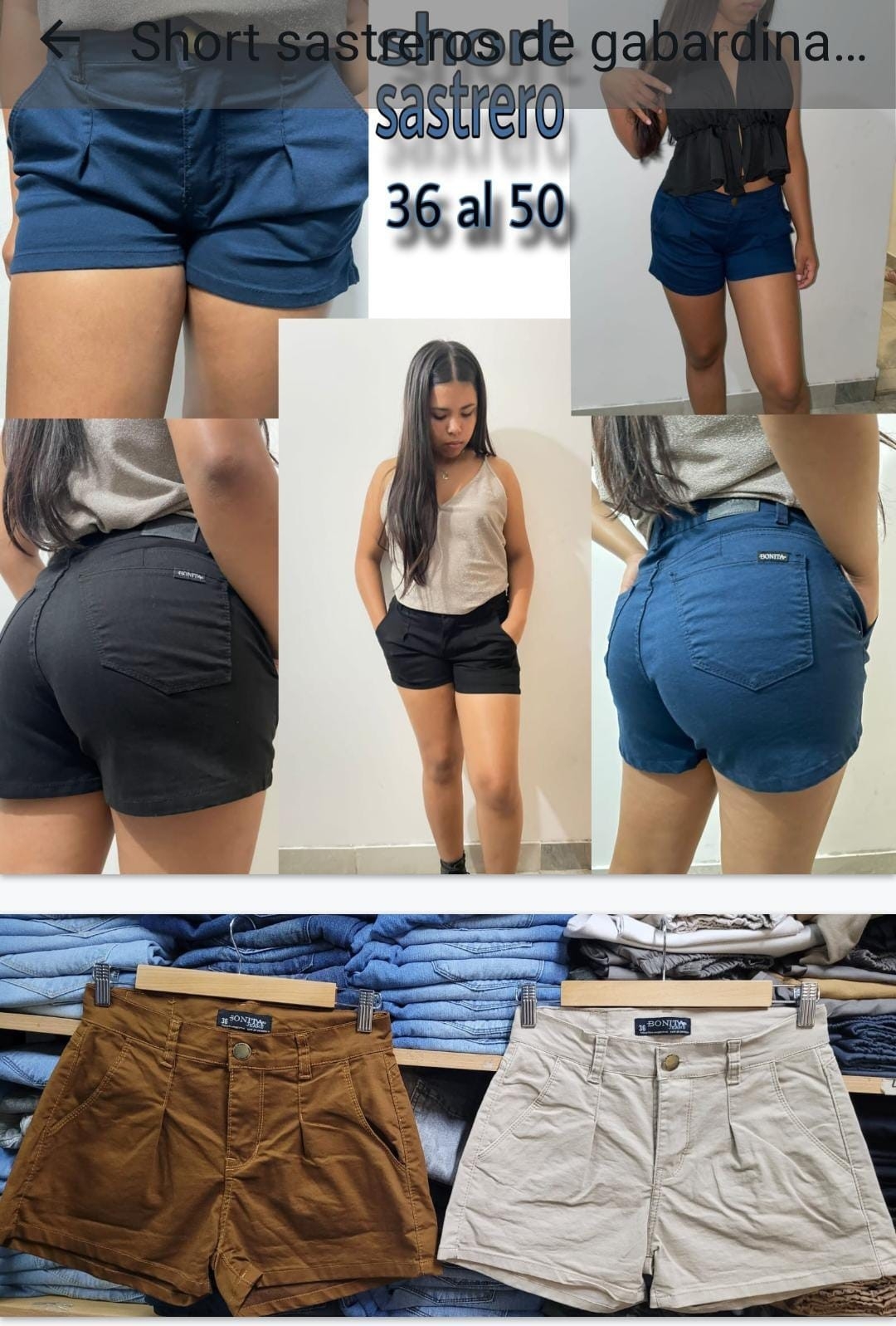 Short Sastrero D Gabardina Importada Premiun Elastizada X Curva $13,000 $14,000 X May - Imagen 1
