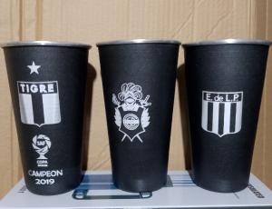 Vaso Fernet Aluminio Grabado de Tigre - E. de la  Plata -