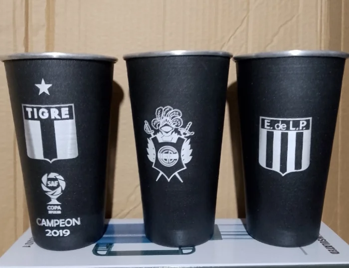 Vaso Fernet Aluminio Grabado de Tigre - E. de la  Plata -