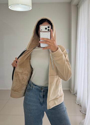 Campera Plush con Piel