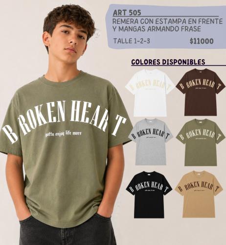 Linea Teen Remera Manga Corta de Varon con Estampa