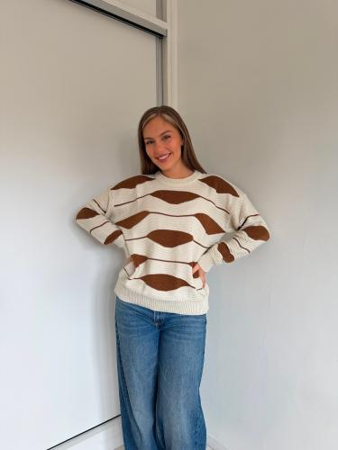 Sweater con Diseño de Ondas/nubes