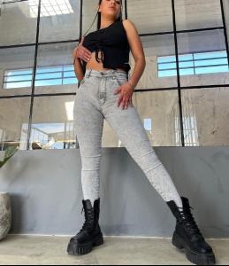 Jeans Calze Perfecto(tiro Alto )gris Nevado Clarito