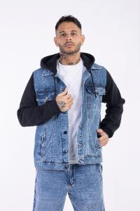 Camperas de Jeans C/mangas  Gris de Hombre
