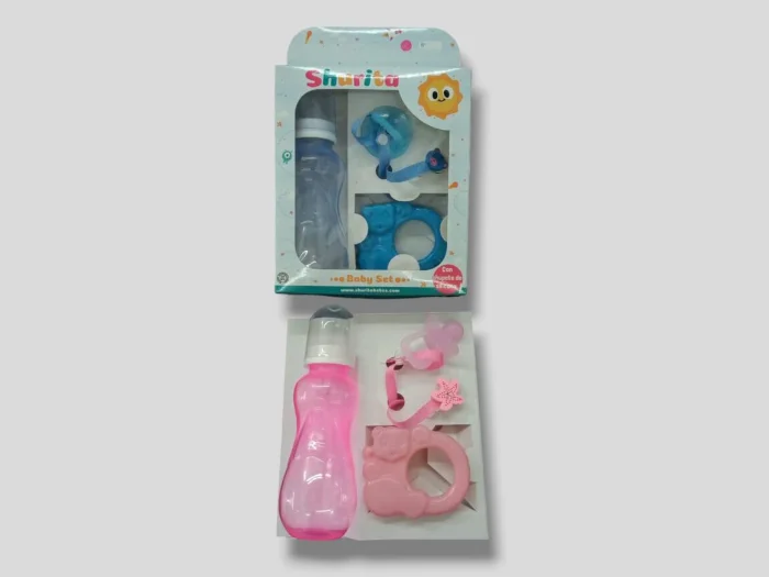 Baby Set en Caja 4 Piezas (mamadera, Mordillo, Portachupete y Chupete) Art 314