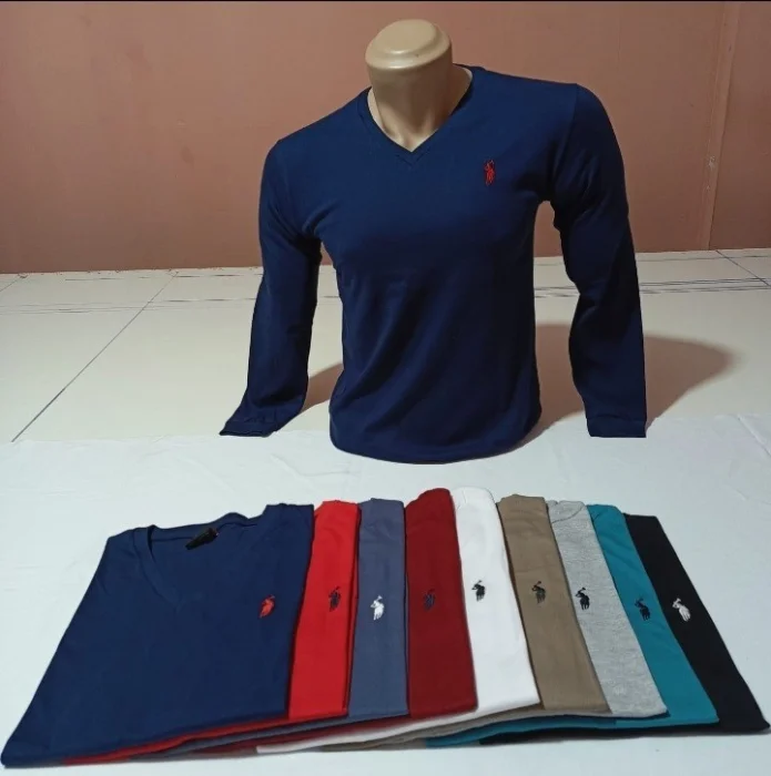 Remera Polo Manga Larga Cuello V