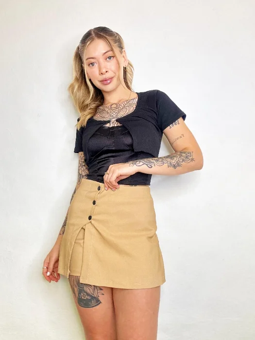 Shorts Pollera Beigue
