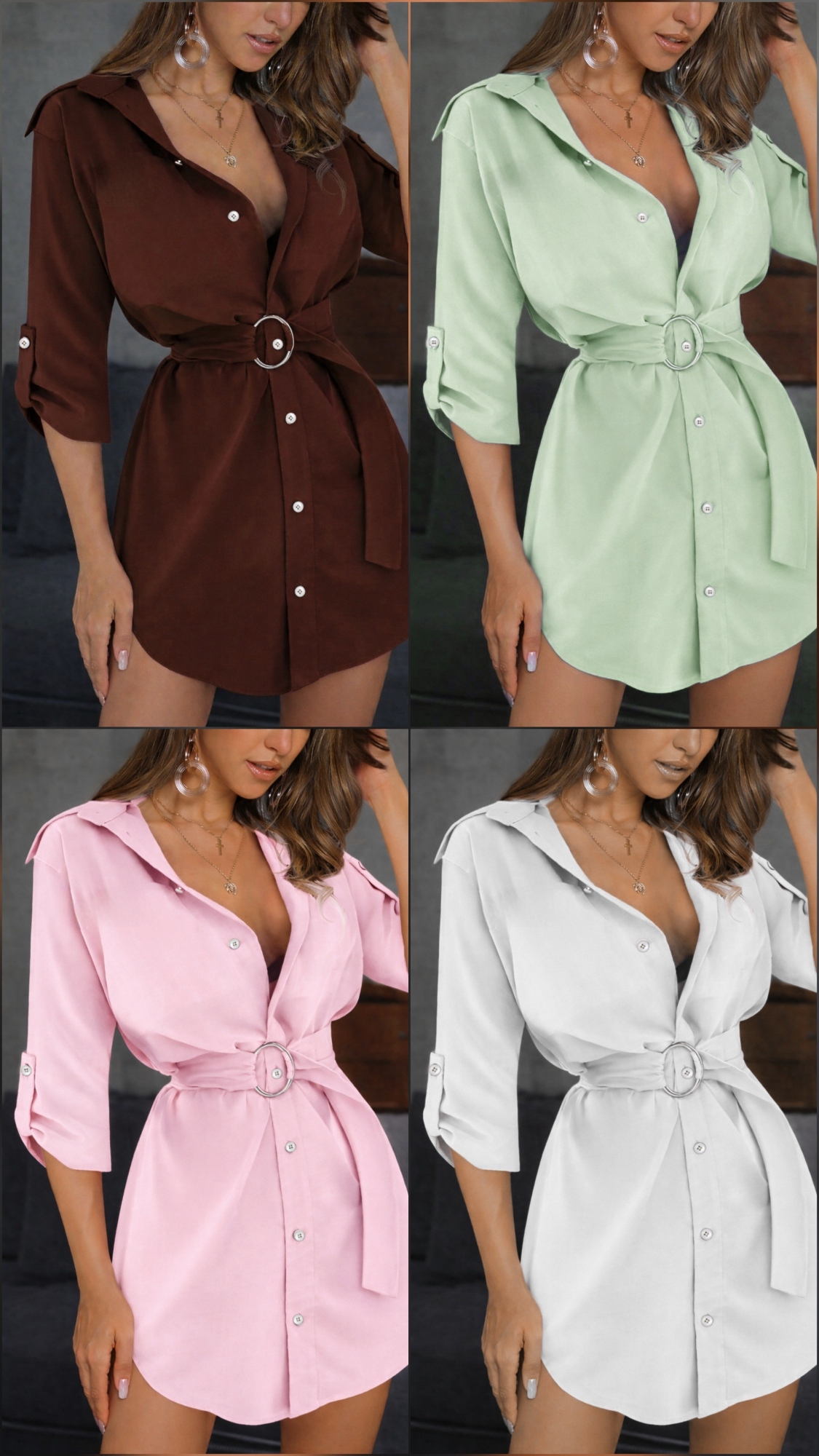 Vestido Camisa Lino con Cinto - Imagen 2