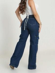 Wide Leg Azul Rígido