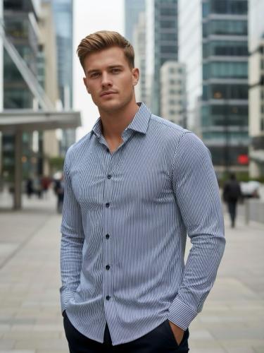 Camisa a Rayas Elastizado M/l Slim Fit