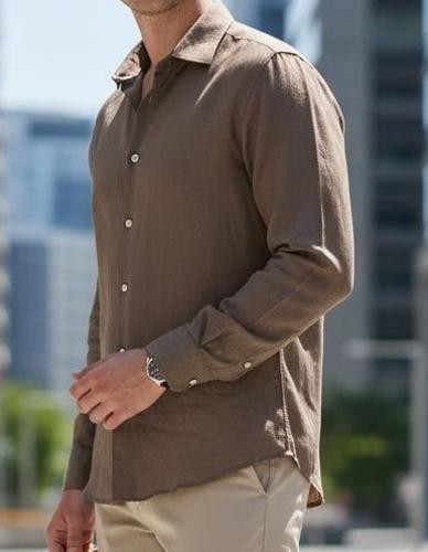 Camisa Lino Cuello Mao