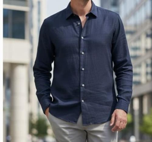 Camisa Lino Cuello Mao - Miniatura 2