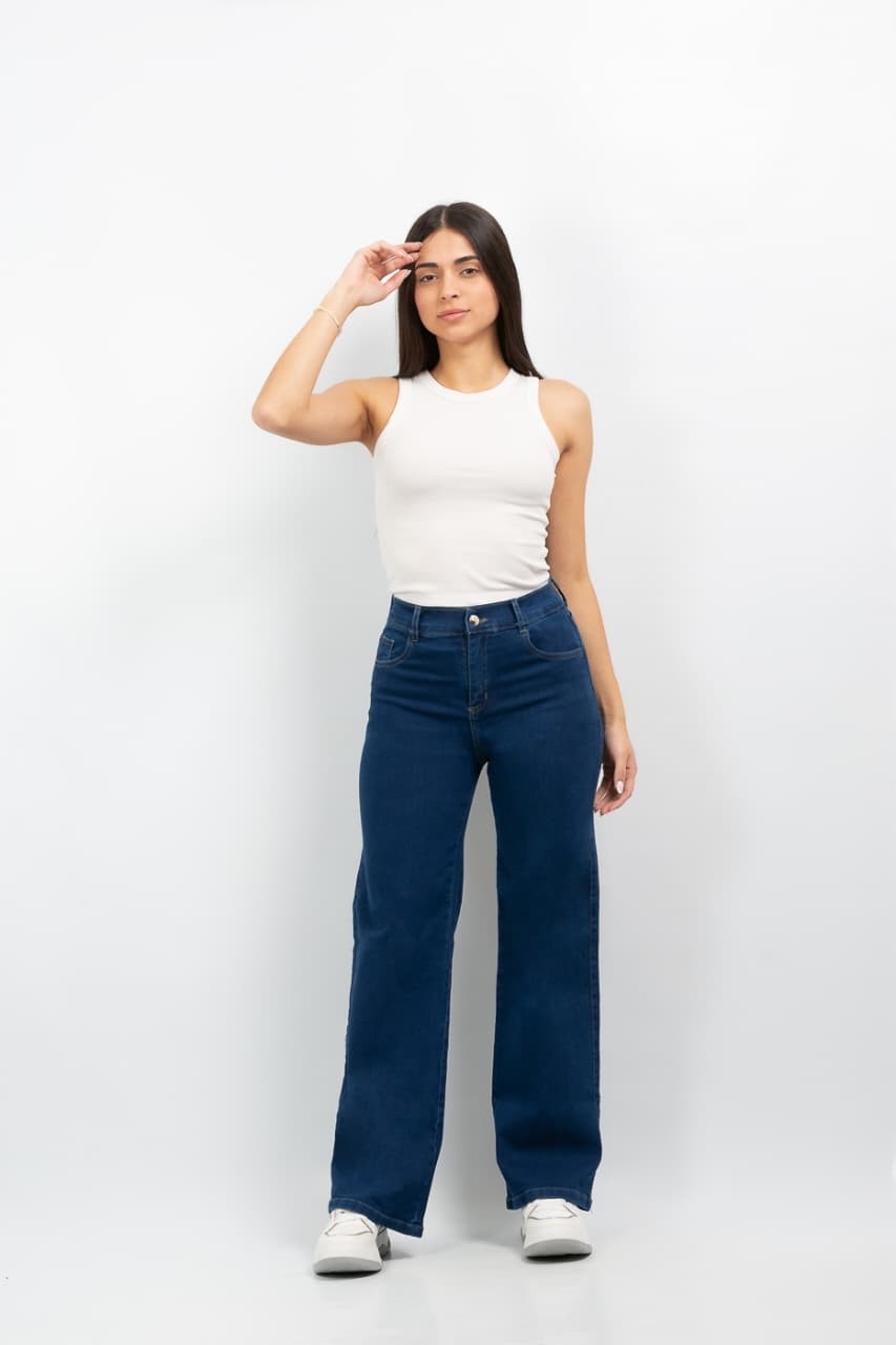 Wide Leg Elastizado Azul Ston - Imagen 3