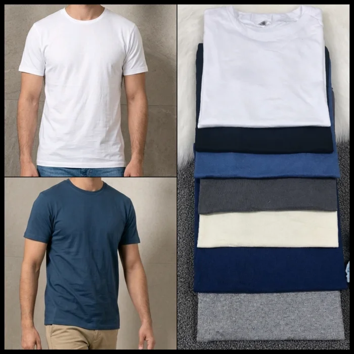 Remeras de Algodón Lisos de Hombre