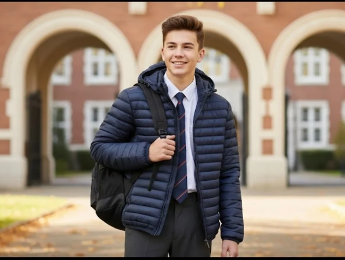 Campera Importada Escolar Piel Abrigo Colegial Azul Negra T 8/18 la Tienda de Yuyu
