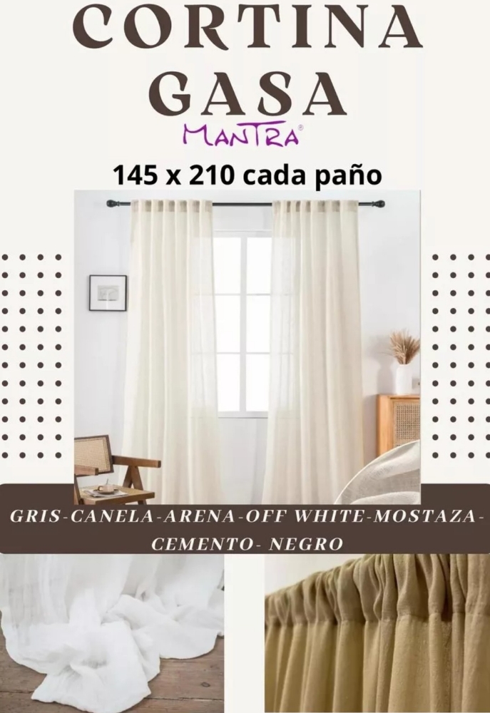Cortinas Gasa Algodón Premium 2 Paños 1.45x2.10 Mts - Imagen 4