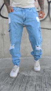 Pantalón Moom Jogger Cargo Celeste Azul Nevado Soft