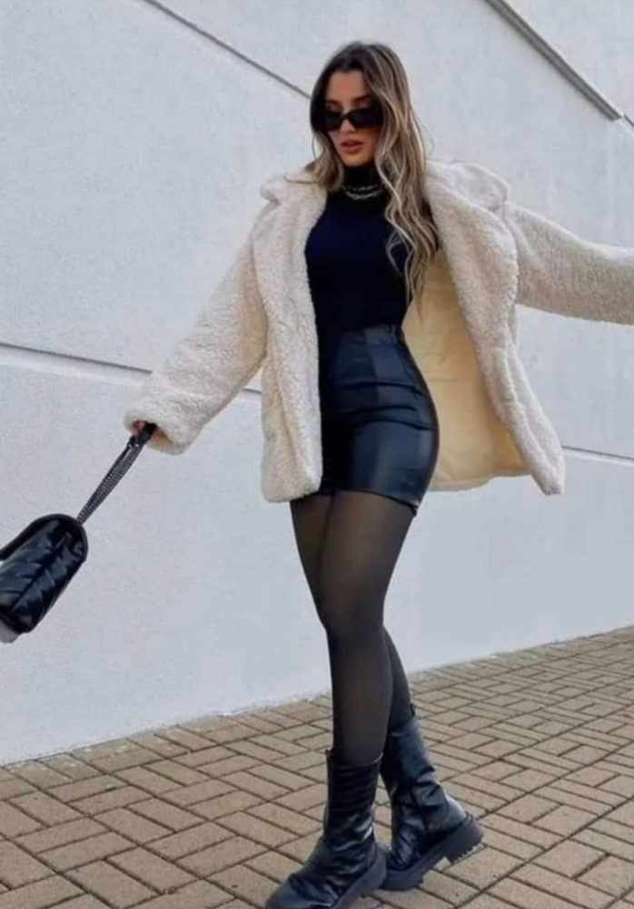 Media Efecto Piel Panty Kanye Abrigada Talle Normal Importada - Imagen 1