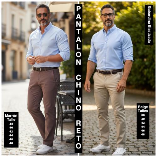 Pantalon Chino  Recto  de Gavardina Elastizada
