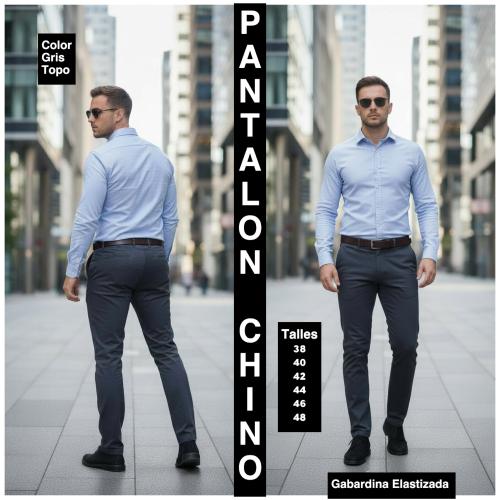 Pantalon Chino  Semi Chupin   de Gavardina Elastizada - Miniatura 4