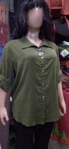 Camisa Lino Manga 3/4 Talles Especiales