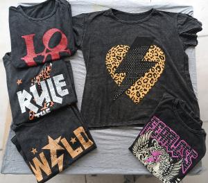 Remeras Mujer "batik Nevado" Estampadas C/brillo