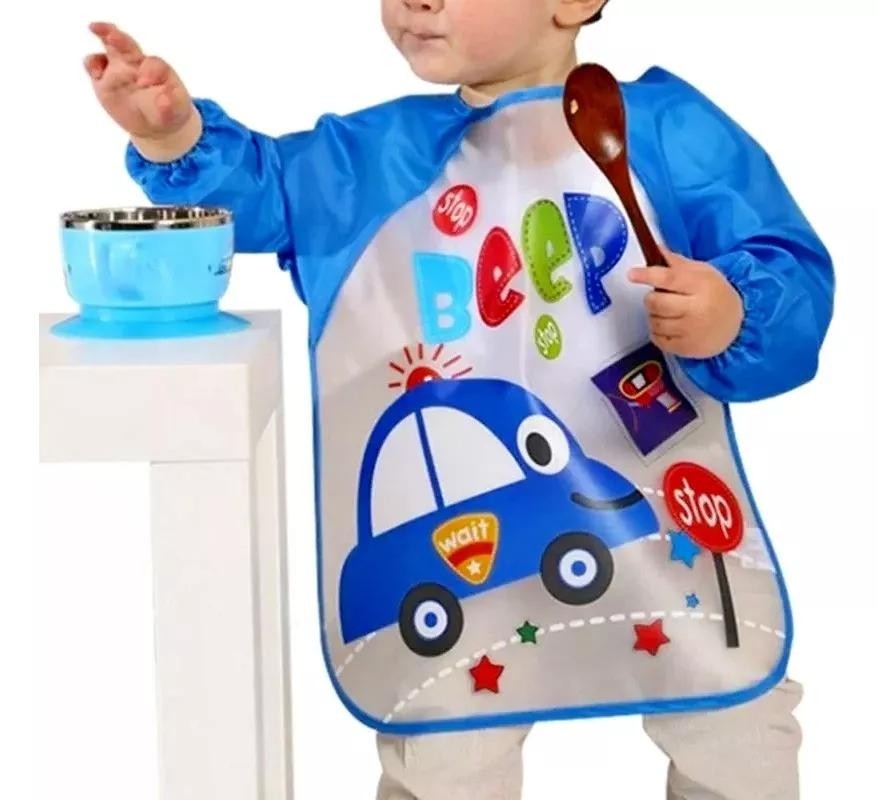 Baberos con Manga Impermeable para Nenes - Imagen 2