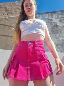 Shorts Pollera Rígido Fucsia