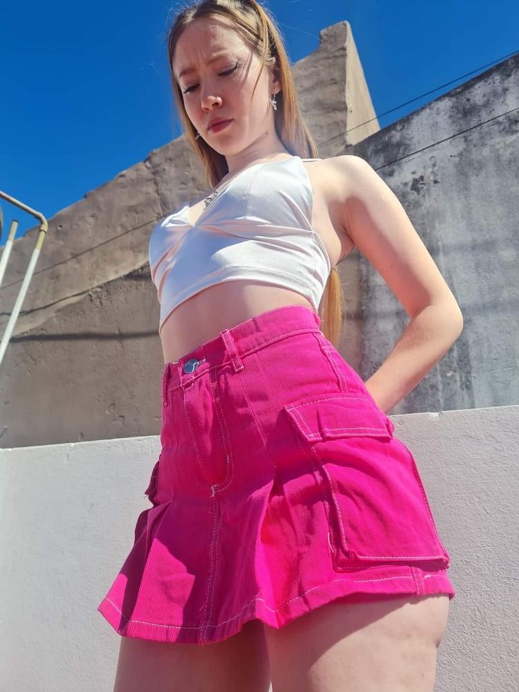 Shorts Pollera Rígido Fucsia - Imagen 2