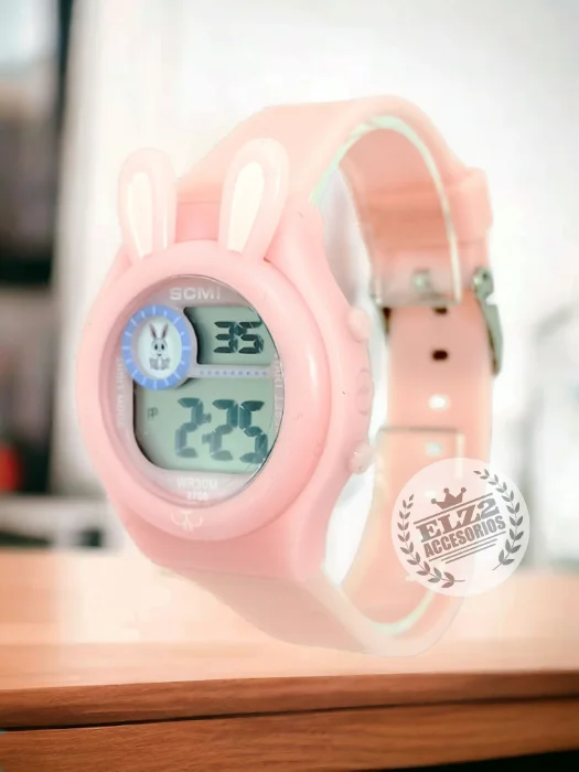 Reloj Digital Kawaii Conejo con Luz Resistente al Agua