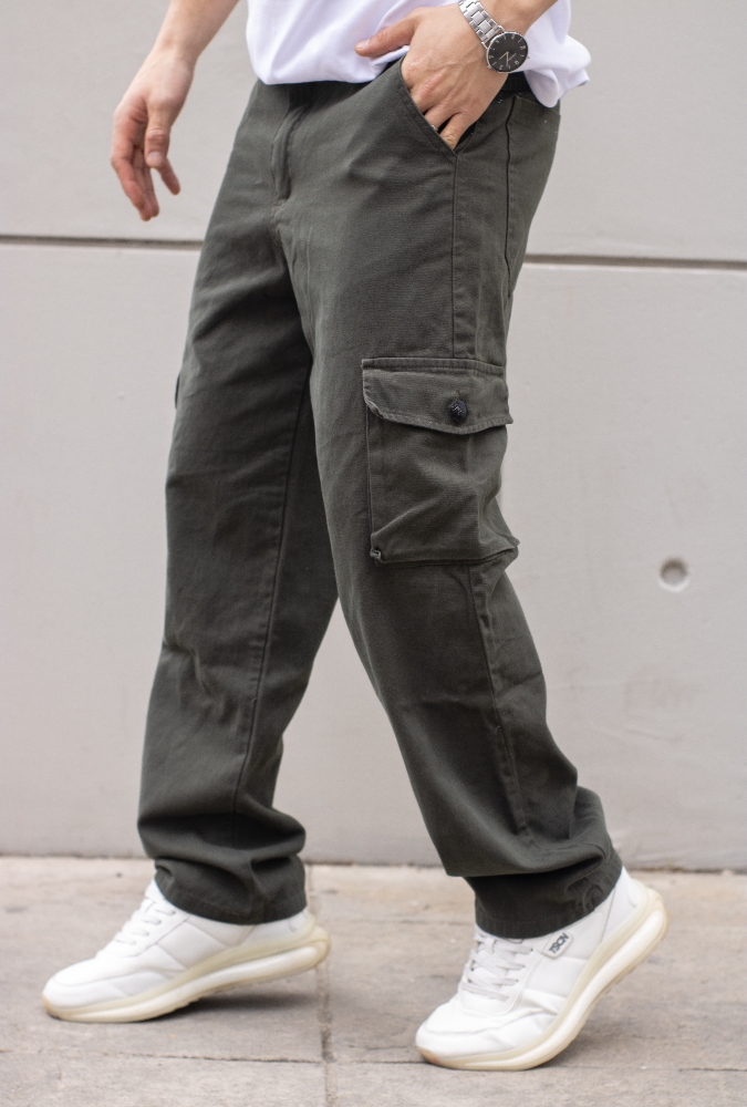 Pantalón Cargo Baggy Recto de Gabardina - Imagen 2