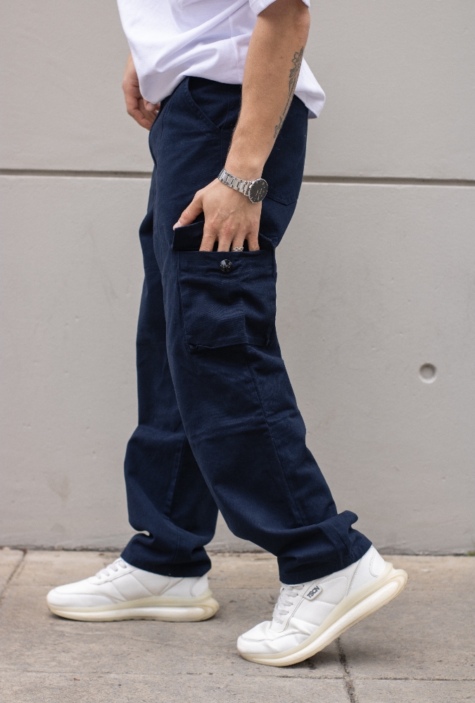 Pantalón Cargo Baggy Recto de Gabardina - Imagen 4