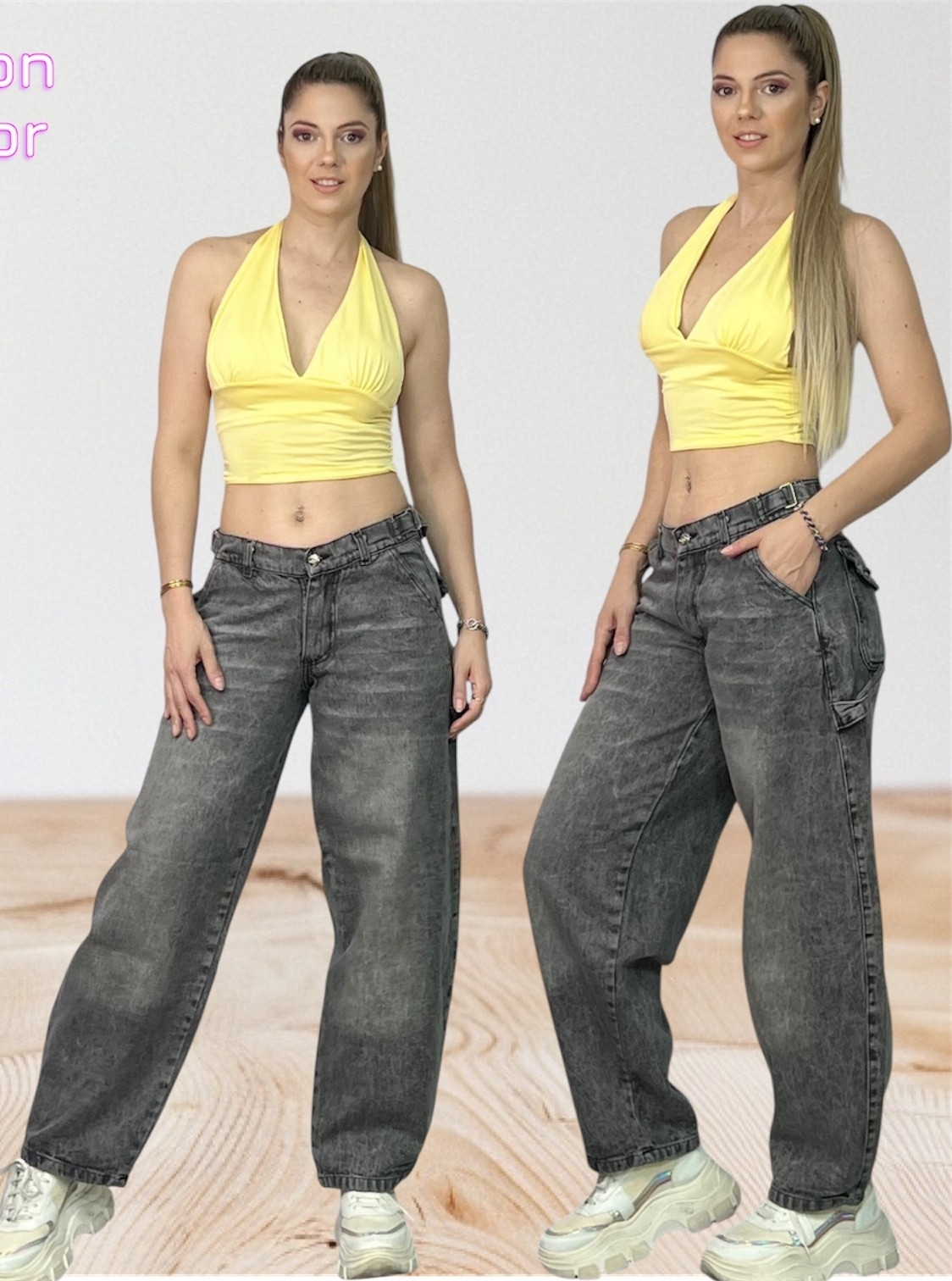 Jean Baggy Gris Oscuro Regulador Dama Rígido - Imagen 5