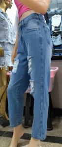 Pantalon Mom Azul Localizado con Roturas - Miniatura 3