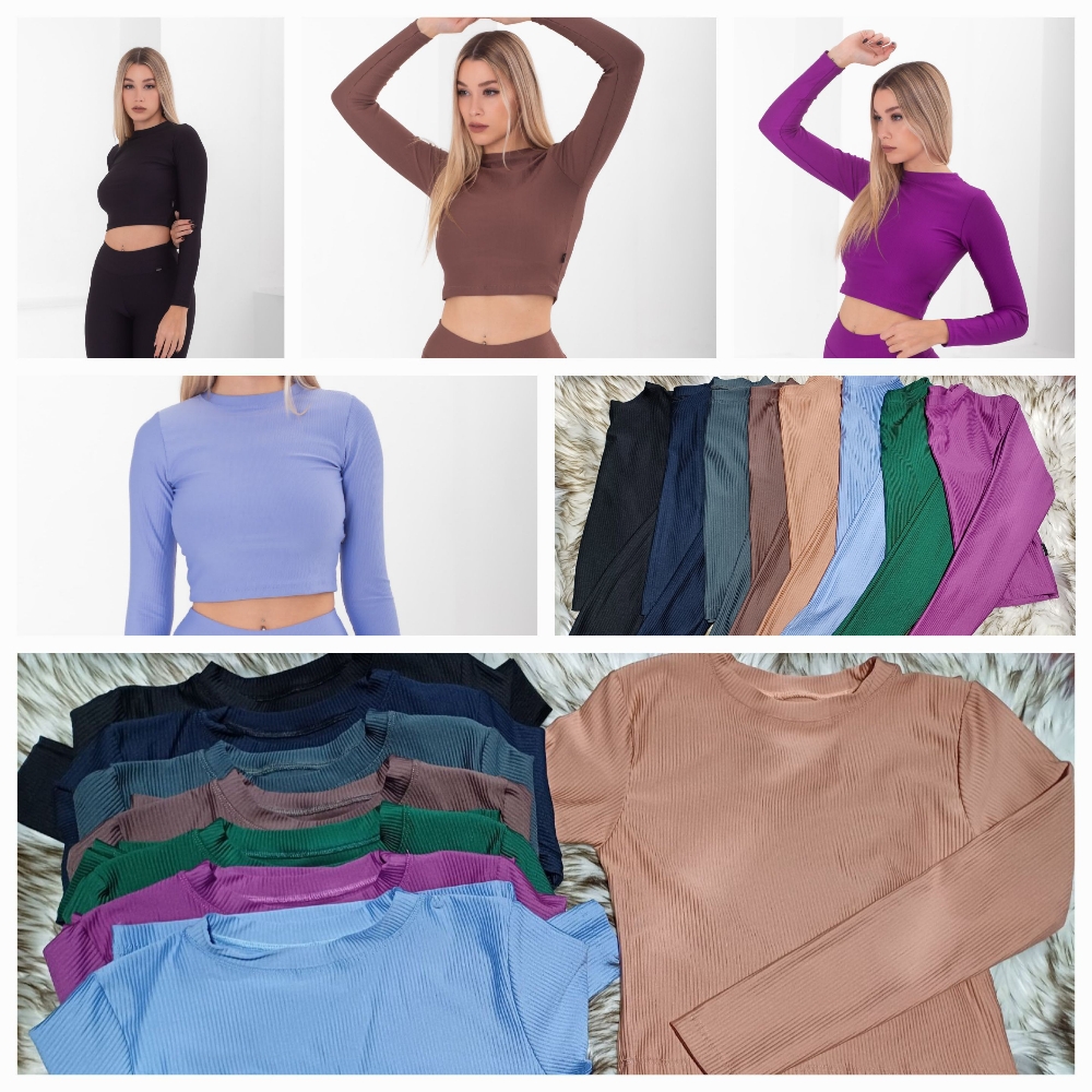 Remeras Crop Manga Larga de Lycra - Imagen 1