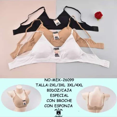 Corpiño sin Aro Relleno Desmontable