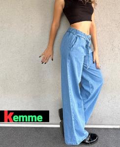 Palazo Jeans Celeste Rigido