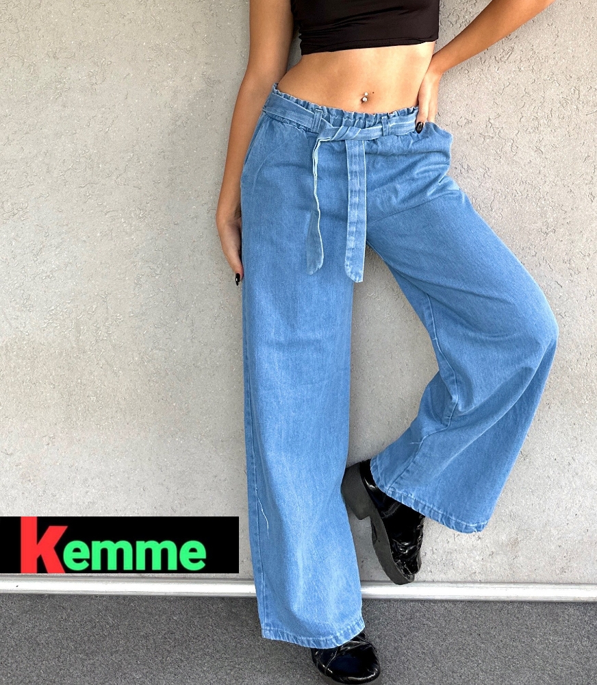 Palazo Jeans Celeste Rigido - Imagen 2